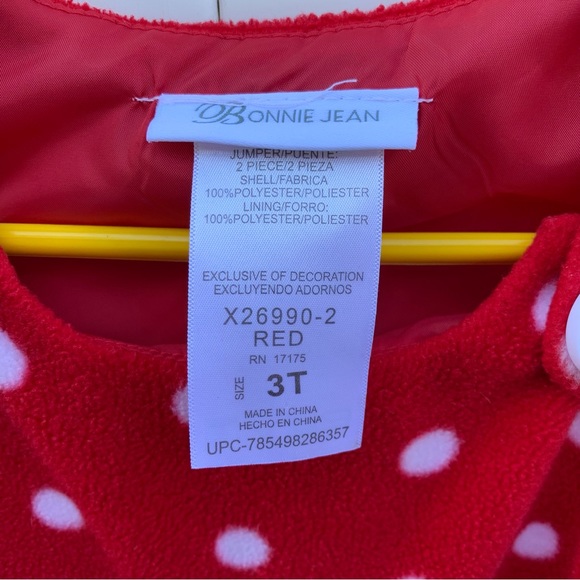 Bonnie Jean Christmas Jumper | Snowman | Red Polka Dot Fleece Dress | Size 3T - Picture 7 of 7